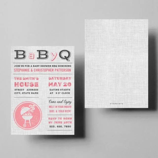 BBQ Pink Girl Baby Shower Invitation Templates Free Digital Invitations