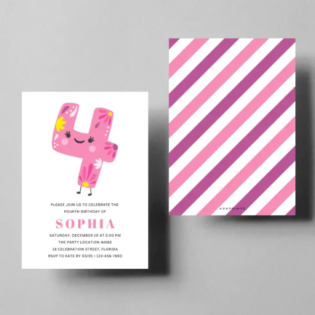 Girl 4th Birthday Party Invitation Templates Free Birthday Invites