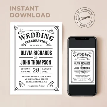 FREE Black and White Wedding Invitation Templates