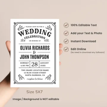 FREE Black and White Wedding Invitation Templates