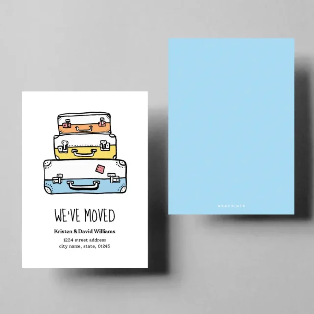 FREE Moving Announcement Funny Suitcase We’ve Moved Card Templates