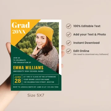 FREE Custom Photo Graduation Party Invitation Templates Editable Digital Invites