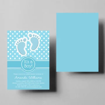 Boy Baby Shower Invitation Templates Blue Baby Footprints Invites