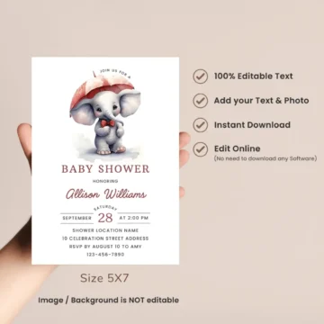 Elephant Baby Shower Invitation Templates Boy Baby Shower Invites