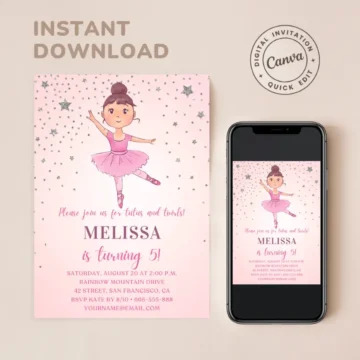 FREE Ballerina Birthday Invitation Templates Pink Tutu Girl Birthday Invites