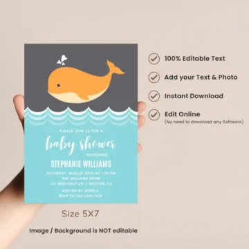 FREE Whale Baby Shower Invitation Templates