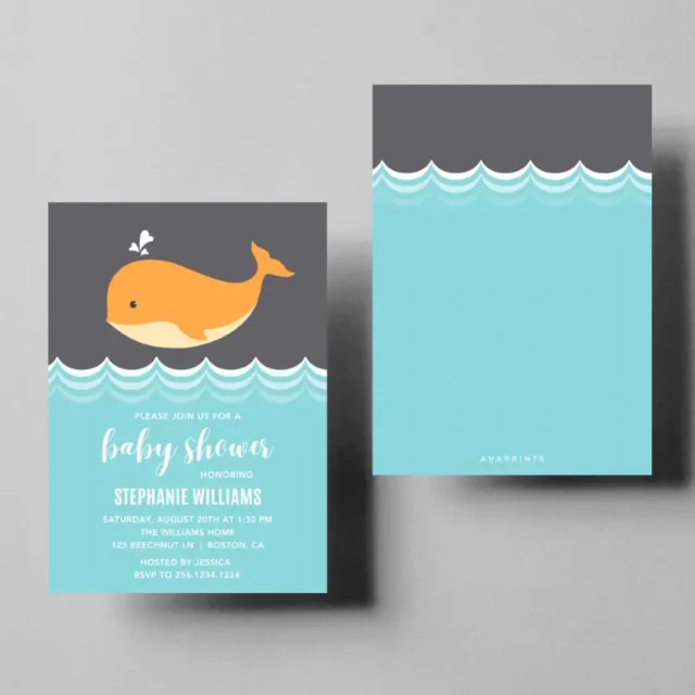 FREE Whale Baby Shower Invitation Templates