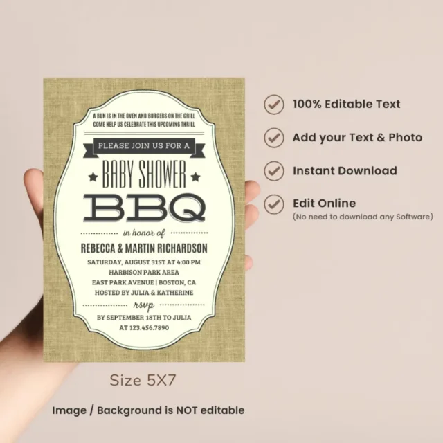 Rustic BBQ Baby Shower Invitation Templates Free Barbecue Baby Shower Invites