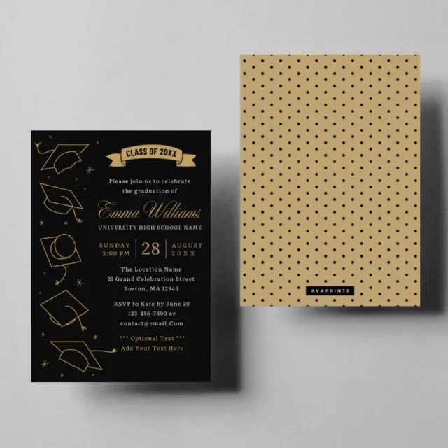 Modern Black Graduation Invitation Templates Class of 2024 Digital Invitations