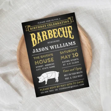 Black Barbecue Birthday Party Invitation Templates BBQ Birthday Invites - FREE