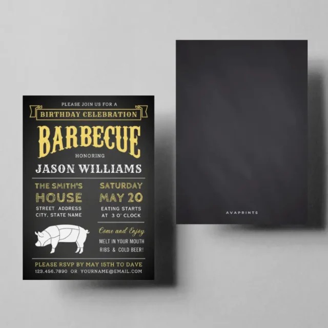 Black Barbecue Birthday Party Invitation Templates BBQ Birthday Invites - FREE