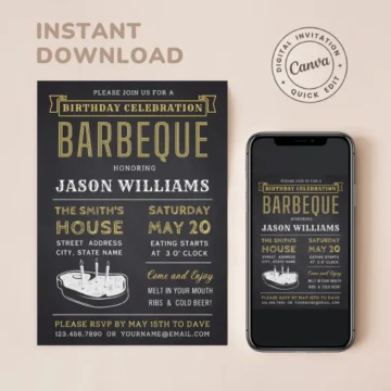 Free Barbeque Birthday Invitation Templates Black BBQ Birthday Invites