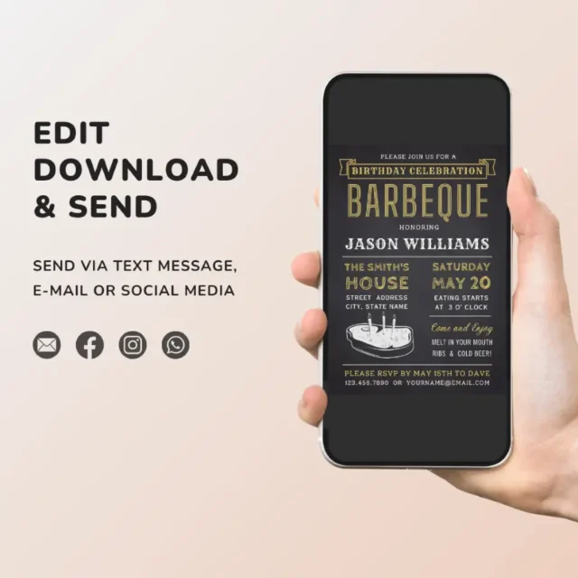 Free Barbeque Birthday Invitation Templates Black BBQ Birthday Invites