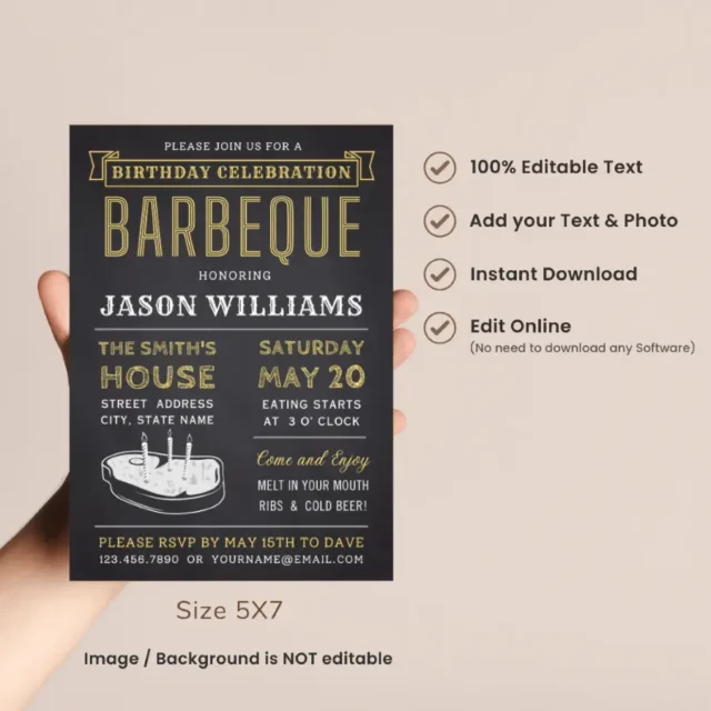 Free Barbeque Birthday Invitation Templates Black BBQ Birthday Invites