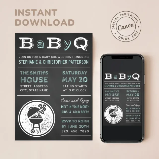 BBQ Boy Baby Shower Invitation Templates BaByQ Invites