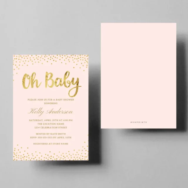 Oh Baby Pink Gold Baby Shower Invitation Templates