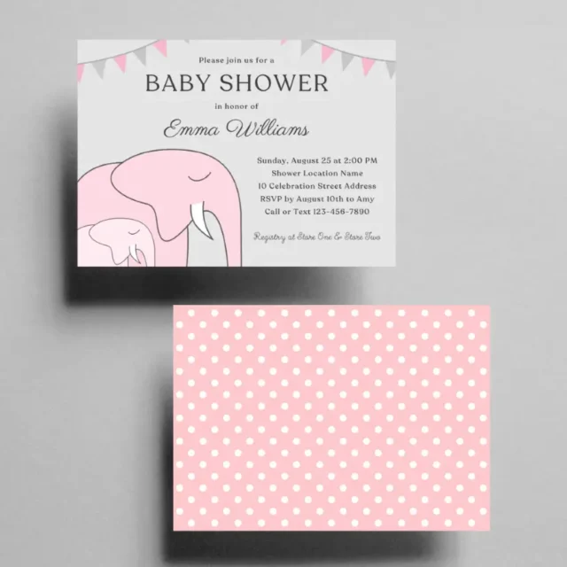 Pink Elephant Baby Shower Invitation Templates Girl Baby Shower Invites