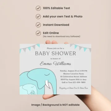 FREE Elephant Baby Shower Invitation Templates Boy Baby Shower Invites