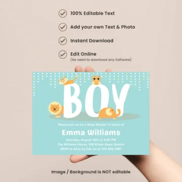 FREE Boy Baby Shower Invitation Templates Animals Baby Shower Invites