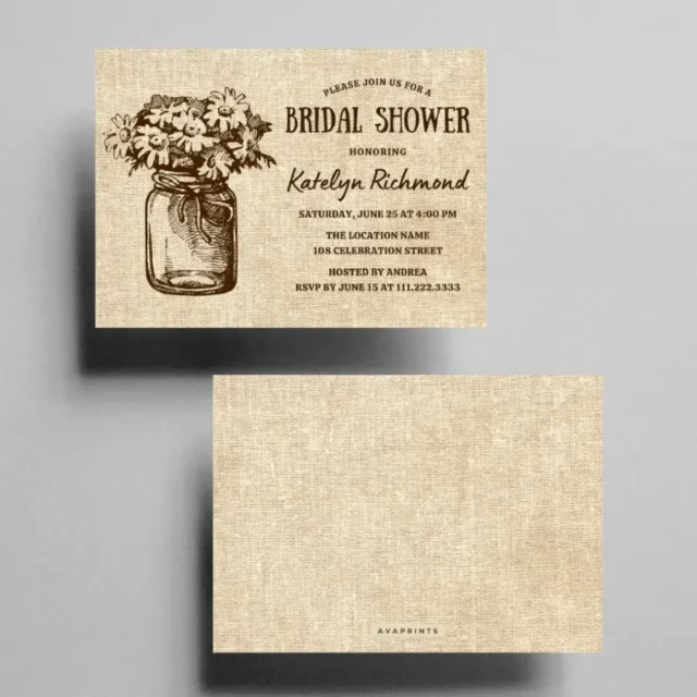 FREE Country Mason Jar Rustic Bridal Shower Invitation Templates