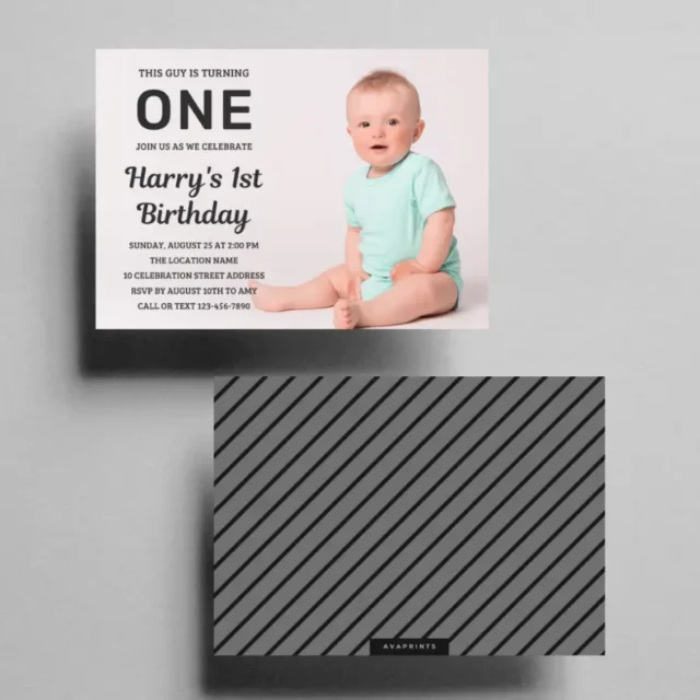 Custom Photo 1st Birthday Invitation Templates Baby First Birthday Digital Invites